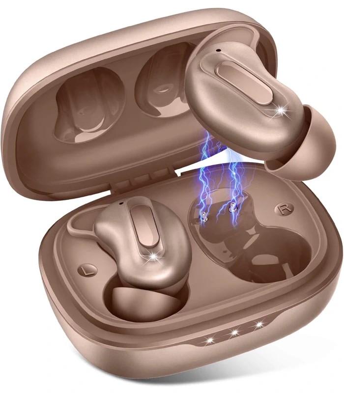 Sleep Earbuds, Mini ANC Wireless Earbuds Bluetooth 5.4 Headphones Deep Bass Stereo, 48H Playtime Ear Buds, 4 ENC Noise Cancelling Mic, In Ear IP7 Waterproof Earphones for Side Sleepers,Touch Control (Rose Gold)