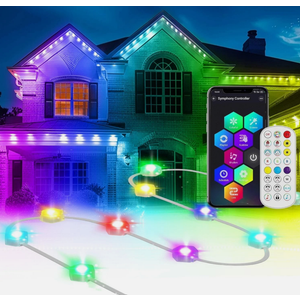 RGB Eaves Lights Smart Outdoor Lights with 72 LED Lights Permanent Outdoor Music Sync Light Waterproof LED Strings for Holiday DIY Christmas House Party Wedding Light (100ft)