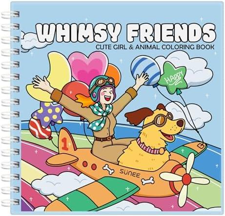 Whimsy Friends Adult Coloring Book for Relaxation - Gentle Symbiosis of Human and Animal Soothing Coloring Books for Adults Relaxation - Perfect Stress-Relieving Gift for Women Pack of 2