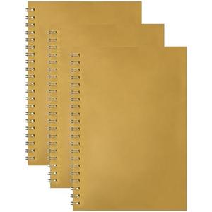 Pack of 3 SDYHLF 3 Pack B6 Small Spiral Notebook, Soft Cover Journals Notebook for School Student and Office Supplies, Blank Sketch Book, 50 Sheets/100 Pages, 100 GSM, 7.48 x 5.2 Inch, Brown