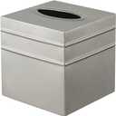 Monarch Abode Tissue Box Cover Square  Handcrafted Border Embossed Pewter Metal Tissue Holder Box for Bathroom Accessory, Aesthetic Decorative Facial Napkin Cube for Modern Home Decor