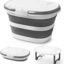 Collapsible Bucket, Upgraded 16L (4.2 Gallon) Collapsible Mop Bucket with Multi-Functional Lid, Foldable Portable Bucket Camping Beach Sand Pool Boat Fishing-Water Pot Pail-Space Saving Square