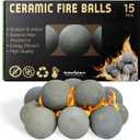 Ceramic Fire Balls Set of 15  3" Spheres for Gas Fireplaces and Fire Pits, Heat-Resistant Indoor Outdoor Fireplace Accessories