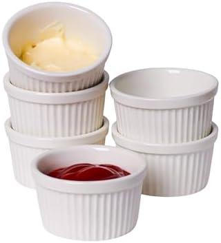2 oz Ramekins 5 pcs Porcelain Ramekins Dishes for Souffle,Creme Brulee, Pudding, Custard Cups,Bakeware Bowls Set for Baking,Oven Safe, White 2.75 inch
