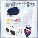 8PCS Airline Pilot Captain Hat Costume Kit with Sunglasses Badge Tie Gloves for Halloween Dress Up Accessories (Black)
