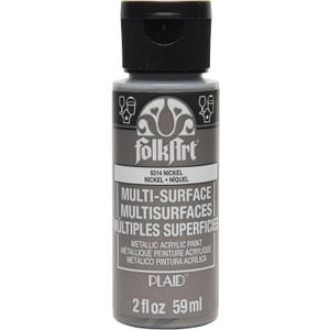FolkArt Multi-Surface Metallic Paint in Assorted Colors (2 oz), Metallic Nickel (2 Fl Oz (Pack of 1))