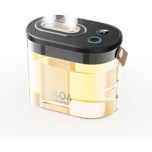 DIGIX Rechargeable Portable HumidifierSmart Display, Night Light, Easy Clean,1.4L Small Humidifiers for Bedroom Baby, Personal Mini Humidifier for Travel Home Plants, 3 Mist Modes, Auto Shut-Off (Black)