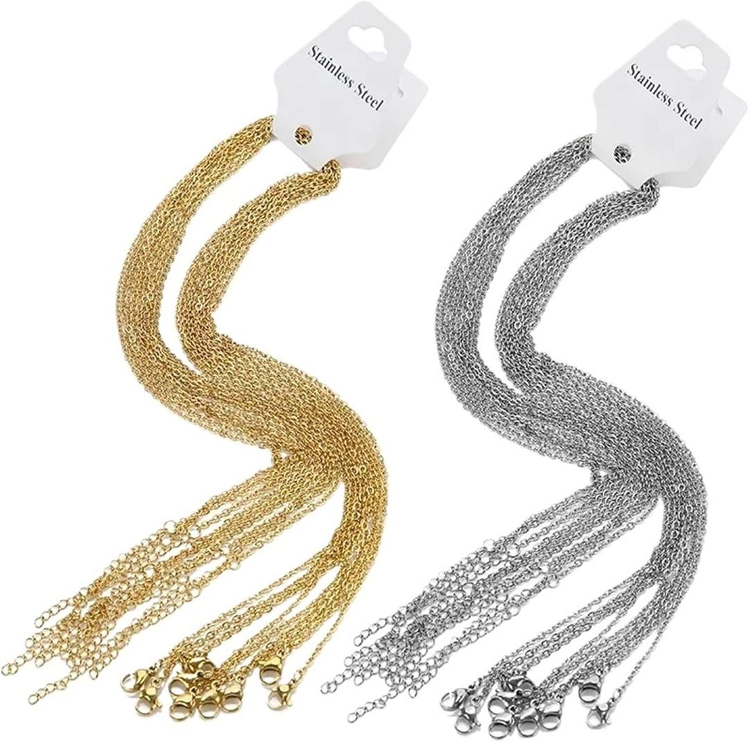 40 Pcs Stainless Steel Adjustable Link Chain Gold Color Chokers Jewelry (Steel 1.5 Mm)
