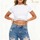 JASGOOD Crop Top Tuck Waist Band for T-Shirts Adjustable Sweater Tuck Band Belt Elastic Belts for Women 2 Pack