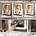 FENNIO Vanity Mirror with Lights - 15"x13" LED Lighted Makeup Mirror, Makeup Mirror with Lights, Touch Screen with 3-Color Lighting, Dimmable,10X Magnification Mirror for Vanity Desk Tabletop