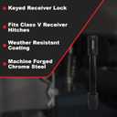 Trimax  T5Black  5/8" Receiver Lock  3.5" Span, Fits Class V Hitches, Machine-Forged Chrome Steel, Black Epoxy Coating, Anti-Theft Keyed Lock