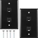 Ethernet Wall Plate 2port,Cat6 Ethernet Cable Wall Plate Female to Female Compatible with Cat7 Cat6 Cat5 Cat5e - Black 2Pack