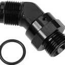 8AN Male Flare to 8AN -8 ORB O-ring Boss 45 Degree Swivel Fitting Adapter Aluminum Black