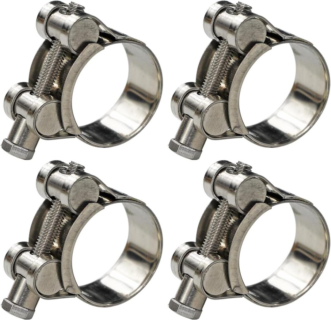 AKIHISA T-Bolt Hose Clamp,44-47mm OD Range 304 Stainless Steel Pipe Strap Clamp, Adjustable Heavy Duty Tube Clamp (4Pack, 1.73" to 1.85")