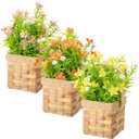 Thiccywoov 3 Pcs Spring Babys Breath Artificial Flowers with Flower Basket Tiered Tray Fake Gypsophila Faux Flowers Spring Decorations for Home for Farmhouse Decor Bouquets Plants