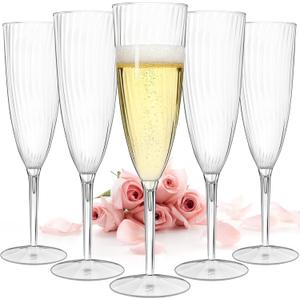36PCS Clear Champagne Flutes Plastic - 6 OZ Disposable Plastic Champagne Flute, Clear Wine Glasses Reusable Plastic Cocktail Cups for Home Daily Life Party Birthday Wedding Toasting
