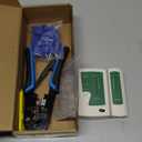 RJ45 Crimping Tool Kit Ethernet Crimp Set, RJ-11, 6P/RJ-12, 8P/RJ-45 Crimp, Cut and Strip with 20PCS CAT5 CAT5e Connectors, Covers,1 Network Cable Tester 1 Wire Stripper