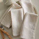 2x 4 Pack Napkins 17in X 17in Tan and White Stripes (2 Count)