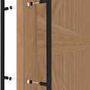 LVYIHAN 12 inch Round Stainless Steel Door Pull Push Handle Double Sided, French Sliding Barn Door Handle, H Shape Home Door Pull Handles, Black