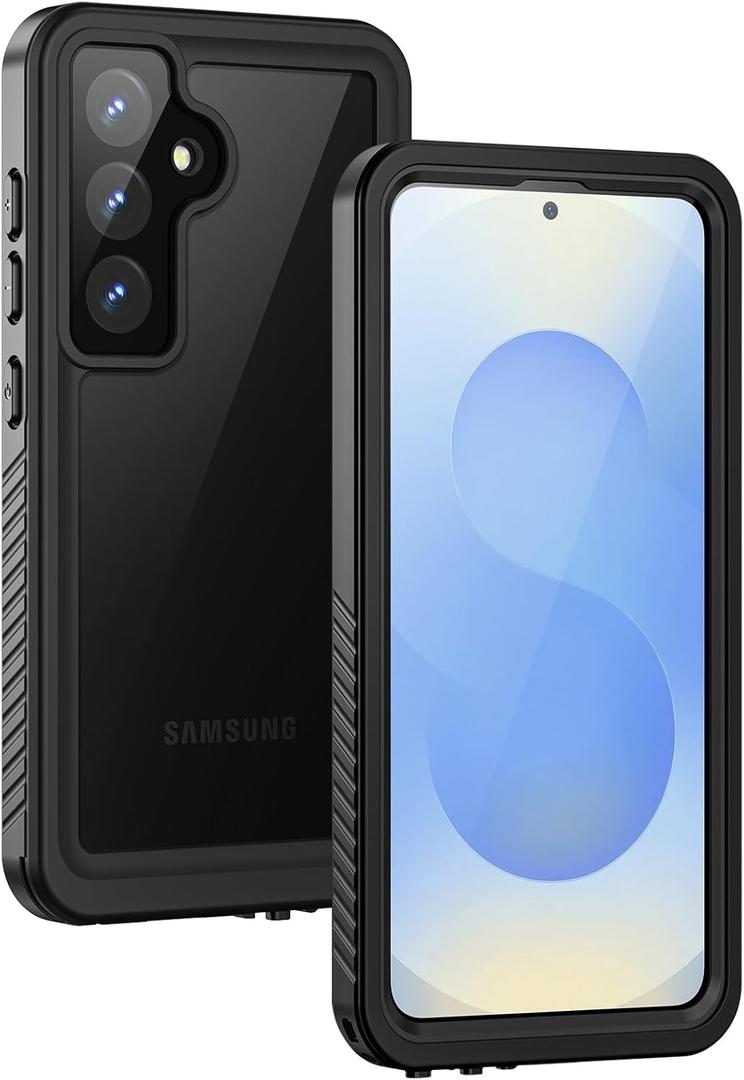 Lanhiem for Samsung Galaxy S25 Phone Case, IP68 Waterproof Dustproof, Built-in Screen Protector, Rugged Full Body Shockproof Protective Cover for Galaxy S25, Black