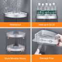 DUFU Adhesive Corner Shower Caddy with Hooks,Bathroom Shower Organizer, No Drilling Rust Proof Aluminum Shower Shelf for Inside Shower 2 Pack (Silver)