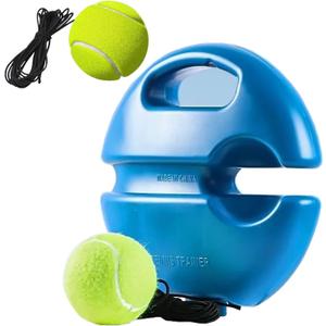 Q&F Tech Tennis Trainer Rebound Ball Set, Solo Tennis Practice Reaction Kit/Ball, Portable Tennis Self Training Tool/Device, 1 Training Base and 2 String Balls for Beginners/Adults - 1base+2balls