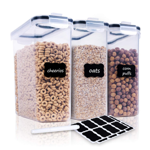 Cereal Containers Storage Set - 6 Piece Airtight Large Dry Cereal Container (135.2oz), BPA Free Dispenser Plastic Cereal Storage Containers with 16 Labels & Pen