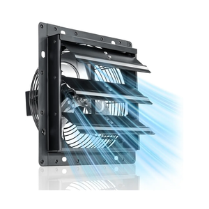 8 Inch Shutter Exhaust Fan, 760 CFM High-Speed Wall Mounted Exhaust Fan, 40dB Quiet Cooling Ventilation Attic Fan for Shed, Garage, Greenhouse, Basement, Chicken Coop, Generator Room, Black