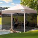 Quictent 10'x10 Pop up Screened Canopy Tent with Mosquito Netting, Portable Easy up Outdoor Screen House Shelter Fully Sealed for Patio, Camping and Picnic, Includes Wheeled Carry Bag (Tan)