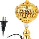 Golden Electric Incense Burner, Arabian Style Frankensense Electric Incense Holder with US Plug, Middle Eastern Tabletop Decorative Censer for Yoga Spa Home Office Christian Church Decor