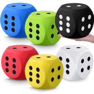 Shappy 6 Inches Foam Dice Fun Filled Large Educational Toy Kawaii Giant Dice Decorative Eva Foam Jumbo Cube Big Square Building Blocks for Game Nights Learning Sessions (Multicolor,6 Pcs)