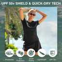 Kanu Surf womens Upf 50+ Short Sleeved Active Swim Shirt Rashguard & Workout Top (Black, XXL)