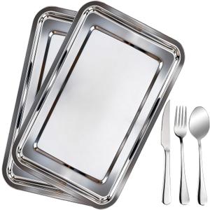 Stainless Steel Baking Sheet Pan Set of 2,11.6 x 15.6 inch Nonstick Bakeware Baking Sheet Toaster Oven Tray Pans Heavy Duty Cookie Sheets for Baking,Roasting,Kitchen