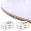 Boao 6 Pcs 48 Inch Round Plastic Fitted Tablecloth with Elastic Edge Design Waterproof Table Cover Plastic Tablecloth Protector for Table(Clear)
