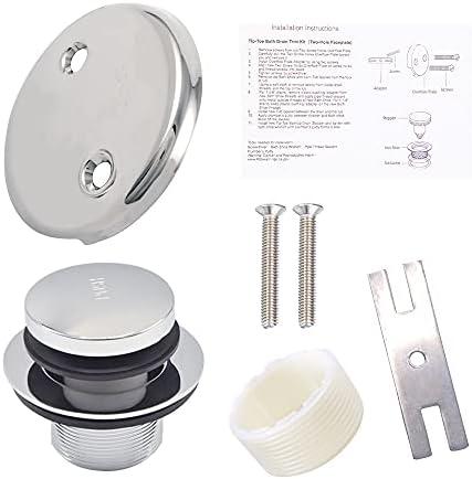 Tip-Toe Bath Drainer with Two-Hole Overflow Faceplate and Screws (Chrome)