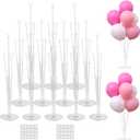 JOYYPOP 12 Sets Balloon Stand Kit For Table, Balloon Sticks with Base Birthday Graduation Party Decorations Wedding (12 Pack Clear)