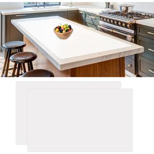 2Pack Large Silicone Mats for Kitchen Counter, 36''x24''(90cmx60cm) Heat Resistant Mat for Kitchen Island, Waterproof Multipurpose Countertop Protector, Semitransparent (Translucent)