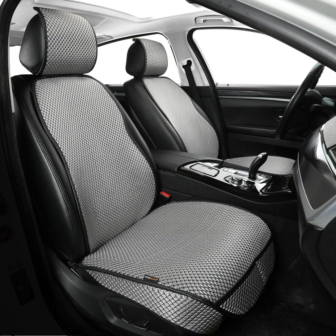 Auto Newer Car Seat Cover,Breathable Front Car Seat Cushion,Comfortable Car Seat Protector,Anti-Slip and Full Wrap Driver Car Seat Protector with Storage Pocket,Universal All Seasons(Gray,2PCS) (Grey)