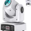 U`King DJ Lights Moving Head 8 Color 8 GOBO Stage Lighting LED Spotlight by DMX and Sound Activated Control for Wedding DJ Disco Parties Church Live Show Bar (White-1 Piece)