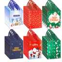 7 Pack Reusable Christmas Tote Bags - Non-Woven Shopping Bags with Handles for Gifts, Treats, Wrapping