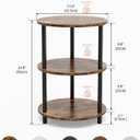 XBurmo Small Round Coffee Table - 3 Tier Design Accent Table, Narrow Side or Bedside Stand, Industrial Vintage Nightstand for Bedroom, Living Room, or Small Spaces, Rustic Brown