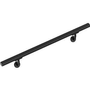 Meranti Aluminum Handrail for Indoor or Outdoor Steps and Stairs Hand Rails for Elderly DIY Complete Stair Railing Kit (AHR, Black Textured, 4' Length)