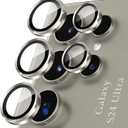 5 x YWXTW Camera Lens Protector for Samsung Galaxy S24 Ultra Accessories, [3x Impact Resistance] Individual Metal Ring Tempered Glass Camera Screen Protector, Case Friendly, 1 Set (Titanium Gray)