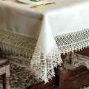 ARTABLE Lace Table Cloths Rectangle Fall Antique Flower Decor Macrame Tablecloth for Outdoor Farmhouse Rustic Kitchen Party Birthday Picnic (Ivory-2, 60 x 84 Inch)