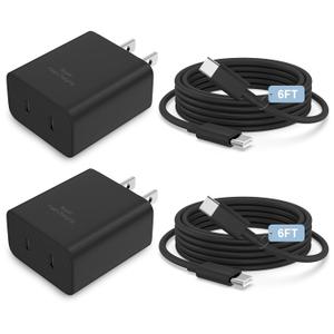 45W 2Pack Super Fast Charger USB C Dual Port Android Phone Charger Type C Fast Charging Block with 6FT Type-C Charger Cord for Samsung Galaxy S26 Ultra/S26/S26+/S25/S24/S23/S22/S21+/iPhone 17/16/15