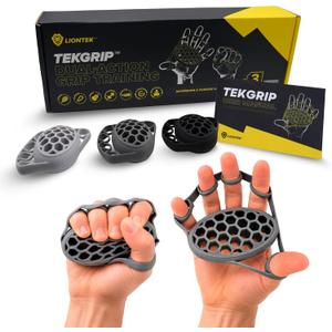 LIONTEK TEKGRIP Hand Grip Strengthener & Finger Exerciser, Dual-Action Grip and Extension Trainer with 3 Progressive Resistance Levels