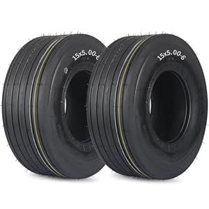 GICOOL (2 Pack) 13x5.00-6 Tubeless Lawn Mower Tires, 13x5.00-6 Riding Lawnmower Straight Rib Tread, 4 Ply