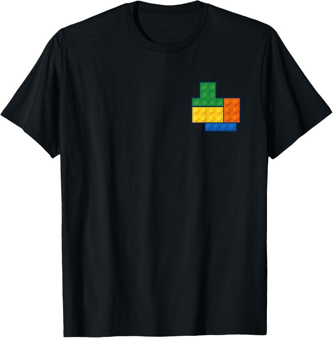 Building Blocks Pocket Master Builder Gamer Men Women Kids T-Shirt (Small, Black)