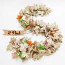 3 x 2 Pack Fall Leaves Garlands, 6Ft Autumn Leaves Decor with Pumpkins for Home Mantle Fireplace Front Door, Maple Leaf Garland Decorations for Farmhouse Porch Outdoor Indoor Thanksgiving Halloween