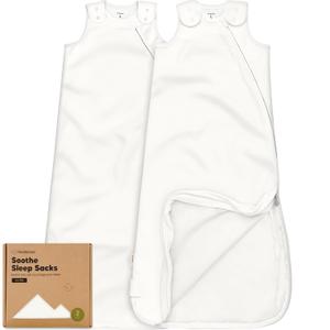 2-Pack Organic Baby Sleep Sacks, 100% Cotton - Soft & Breathable 0.5TOG Baby Wearable Blanket,Toddler Sleeping Sack 18-24 months,Easy to Wear Transitional Swaddles for Newborns,Infants (Soft White, L)